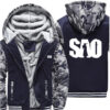 2022 SAO Sword Art Online Camo Hoodies Mens Winter Warm Thicken Fleece Zipper Sweatshirt Coat plus 3 - Anime Jacket UK Shop