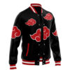 Akatsuki Pattern Naruto Varsity Jacket F LEFT Mockup - Anime Jacket UK Shop