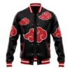Akatsuki Pattern Naruto Varsity Jacket FRONT Mockup - Anime Jacket UK Shop