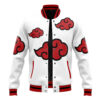 Akatsuki White Pattern Naruto Varsity Jacket FRONT Mockup - Anime Jacket UK Shop