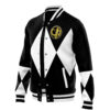 Black Ranger MMPR Varsity Jacket F RIGHT Mockup - Anime Jacket UK Shop
