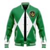 Green Ranger MMPR Varsity Jacket FRONT Mockup - Anime Jacket UK Shop