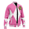 Pink Ranger MMPR Varsity Jacket F LEFT Mockup - Anime Jacket UK Shop