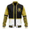 White Ranger MMPR Varsity Jacket FRONT Mockup - Anime Jacket UK Shop
